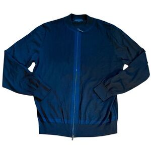 Patrick Assaraf -Full-Zip Sweater-100% Extrafine Merino Wool -Black-Size XXL EUC